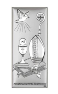 Obrazek osadzony na lakierowanym panelu, Pamiątka Bierzmowania.