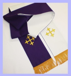 Stuła biało - fioletowa ( ST - 100 )