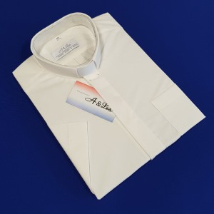 Koszula kapłańska kremowa, z krótkim rękawem - A&Les