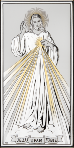 Obrazek Jezu Ufam Tobie - laminat srebra, złocony.