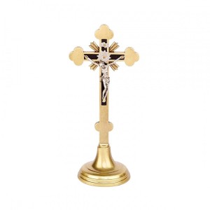 Krzyż stojacy tradycyjny - h 205 mm / kolor stare złoto.